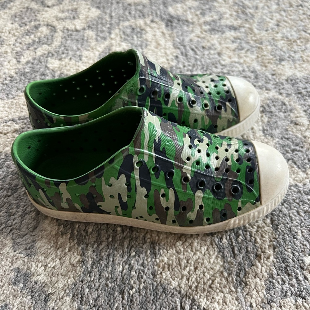 Native Shoes Kids Green Camouflage Slip-Ons